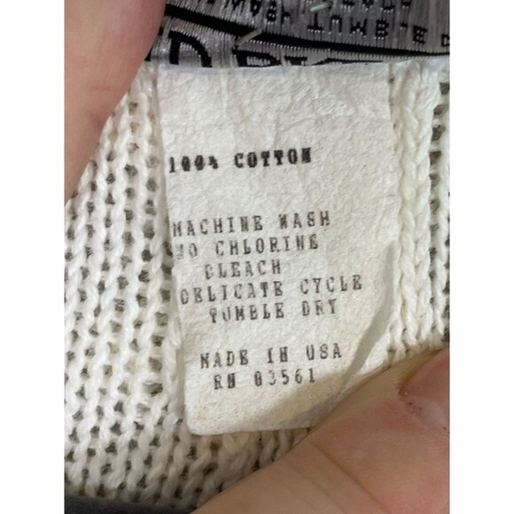 Retro Knit Fringe Sweater White L Neutral Classic Chic Preppy Fuzzy 80s Artsy - Picture 7 of 8